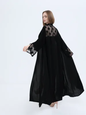 Black Polka Sleeve Abaya