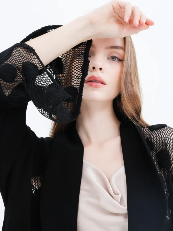 Black Polka Sleeve Abaya