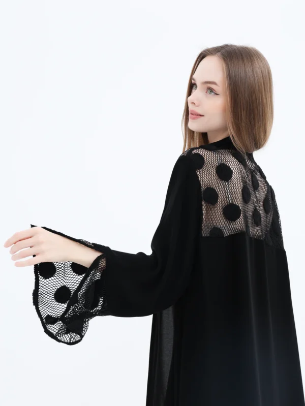 Black Polka Sleeve Abaya