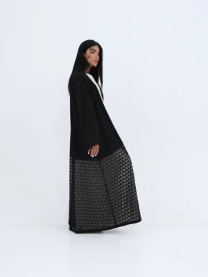 Black Lace Hem Abaya