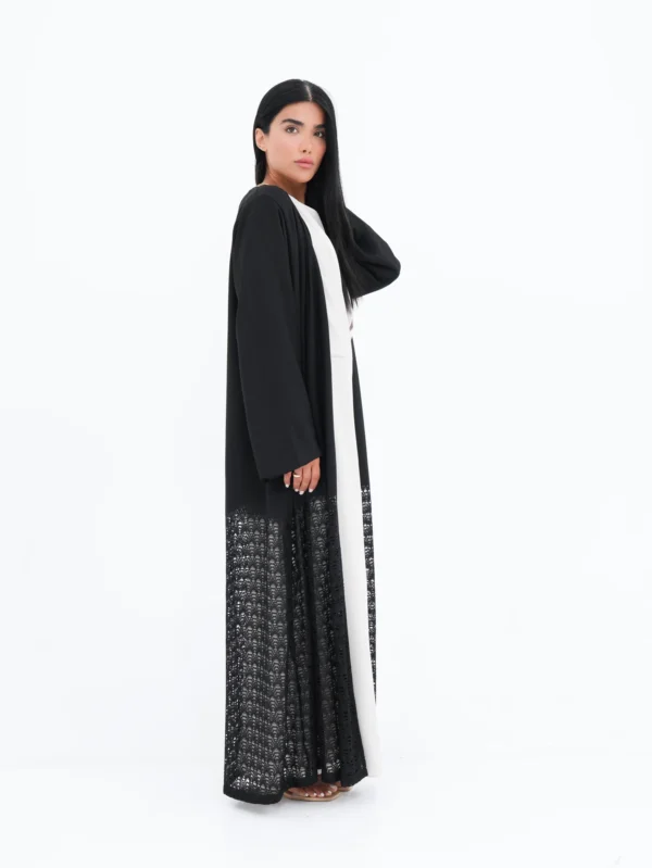Black Lace Hem Abaya