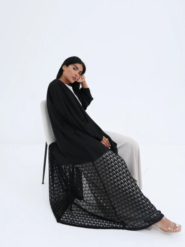 Black Lace Hem Abaya