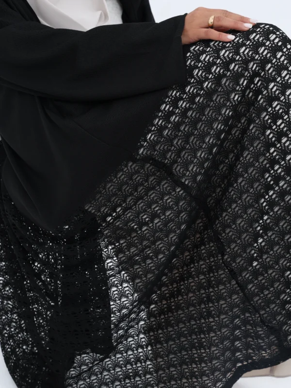 Black Lace Hem Abaya