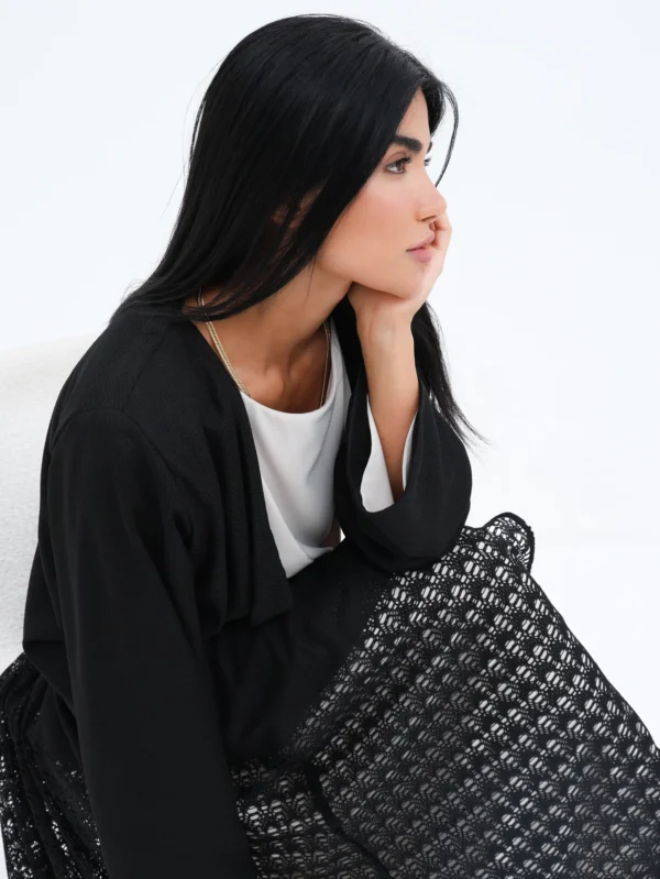 Black Lace Hem Abaya