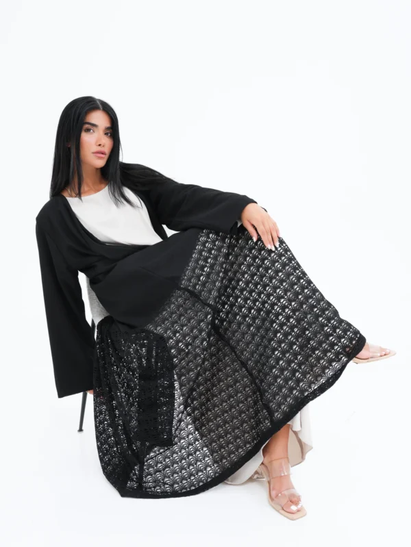 Black Lace Hem Abaya