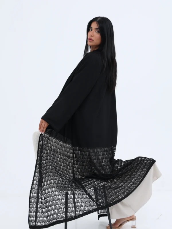 Black Lace Hem Abaya