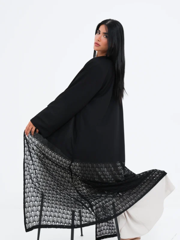 Black Lace Hem Abaya